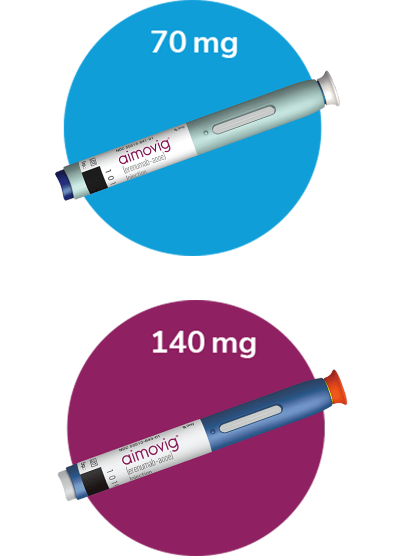 Aimovig® (erenumab-aooe) 70 mg injector | Aimovig® (erenumab-aooe) 140 mg injector