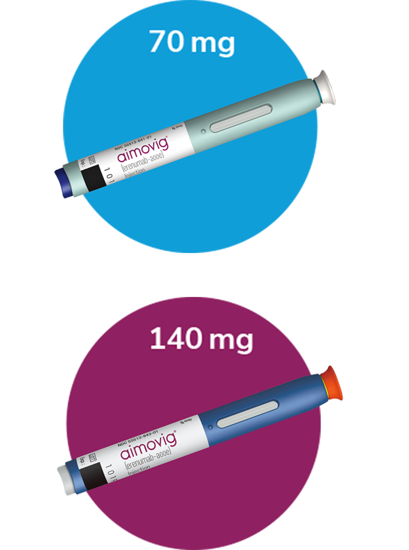 Aimovig® (erenumab-aooe) 70 mg injector | Aimovig® (erenumab-aooe) 140 mg injector