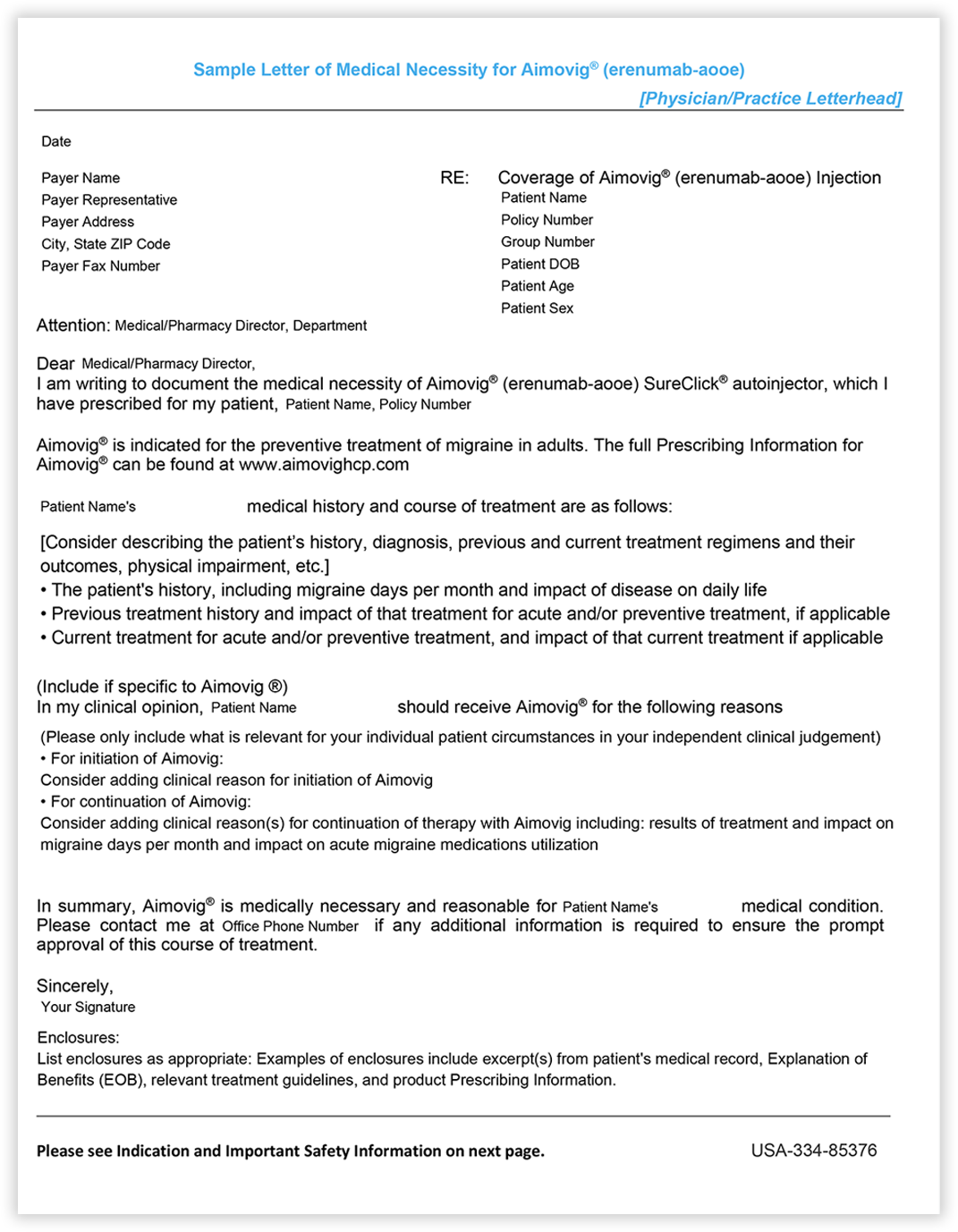 Sample letter of medical necessity