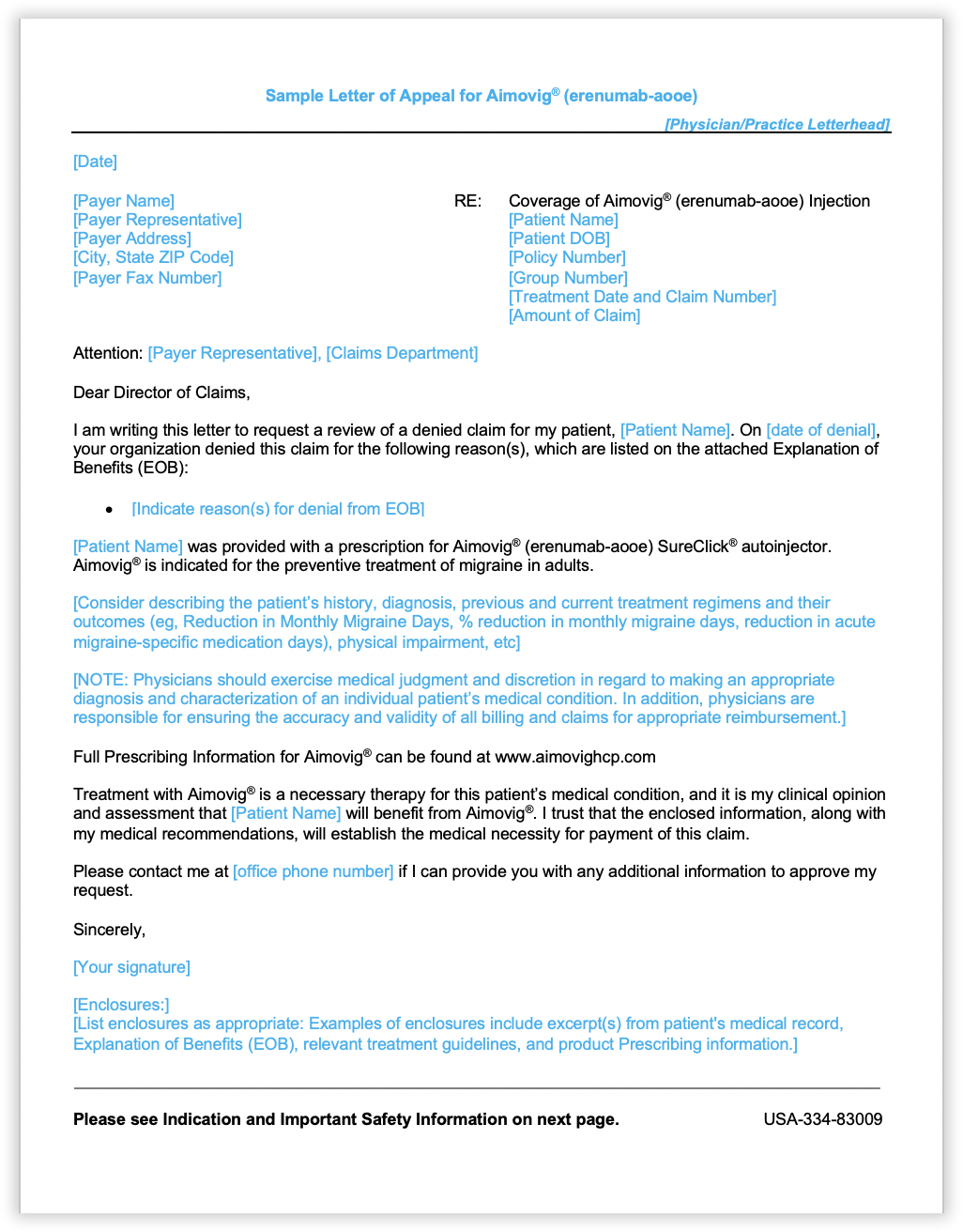 Sample letter of appeal